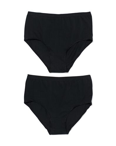 2 slips femme taille haute coton stretch noir L - 19670917 - HEMA
