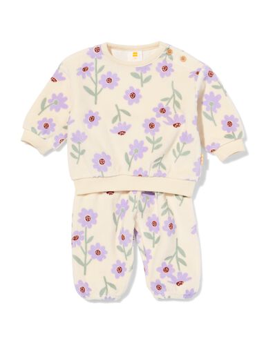 newborn kledingset velours bloemen  ecru - 33425820ECRU - HEMA