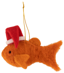 kersthanger van wol 11cm goudvis - 25110013 - HEMA