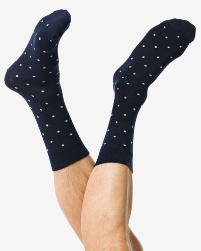 heren sokken met katoen stippen donkerblauw donkerblauw - 4152645DARKBLUE - HEMA