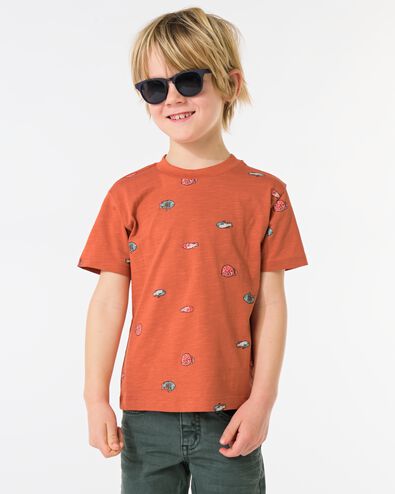t-shirt enfant poissons marron clair marron clair - 30718101LIGHTBROWN - HEMA