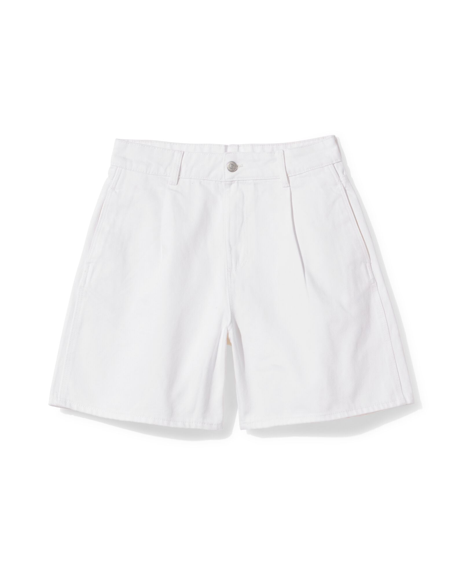 damesshort wide fit denim wit wit - 36209150WHITE - HEMA