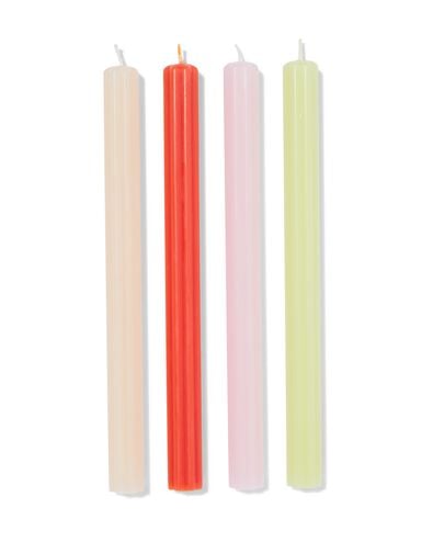 bougies longues ⌀2,2x25cm en forme de fleur orange-rose - 4 pi&egrave;ces - 13506156 - HEMA