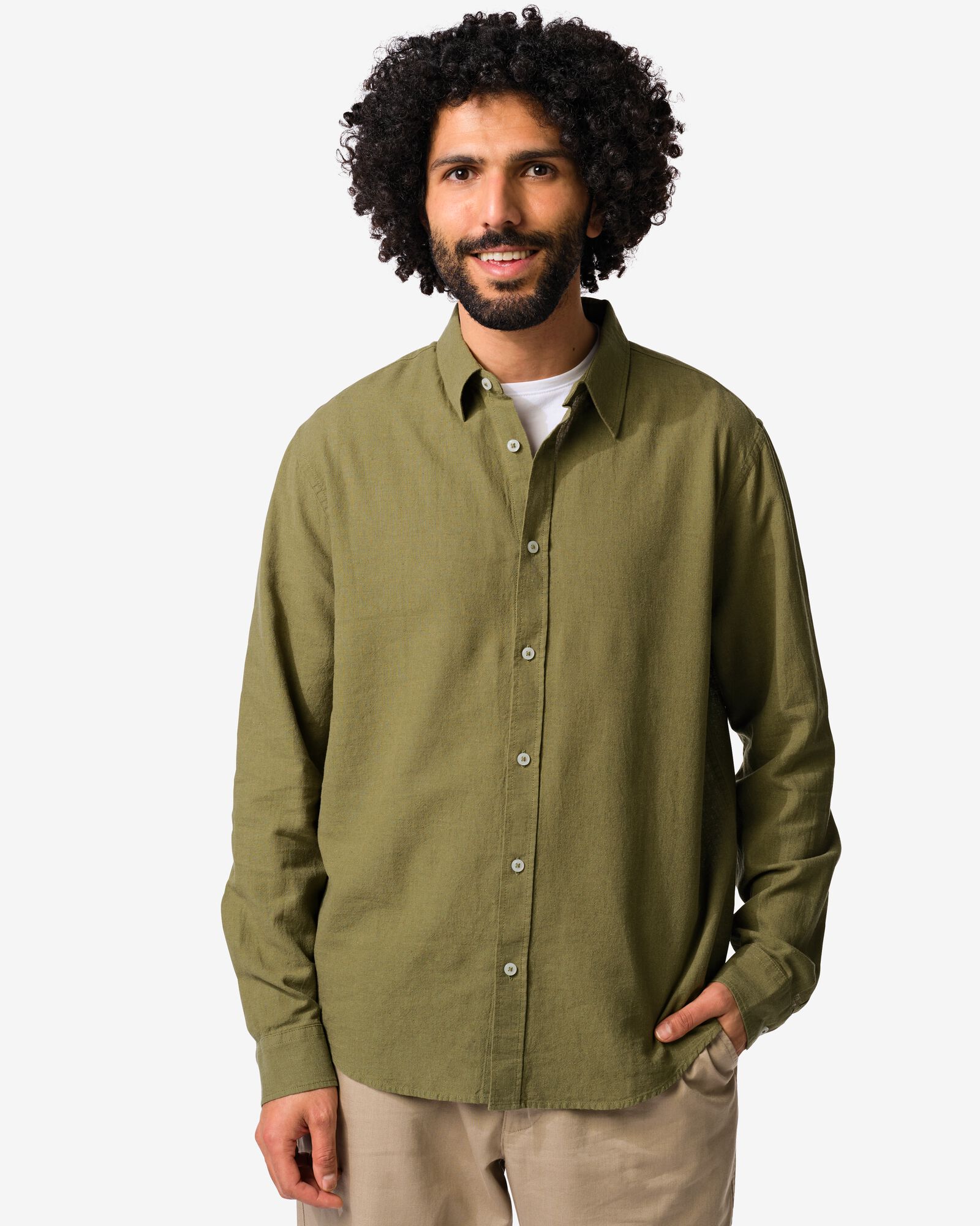 herenoverhemd Louis middengroen middengroen - 2131760MIDGREEN - HEMA