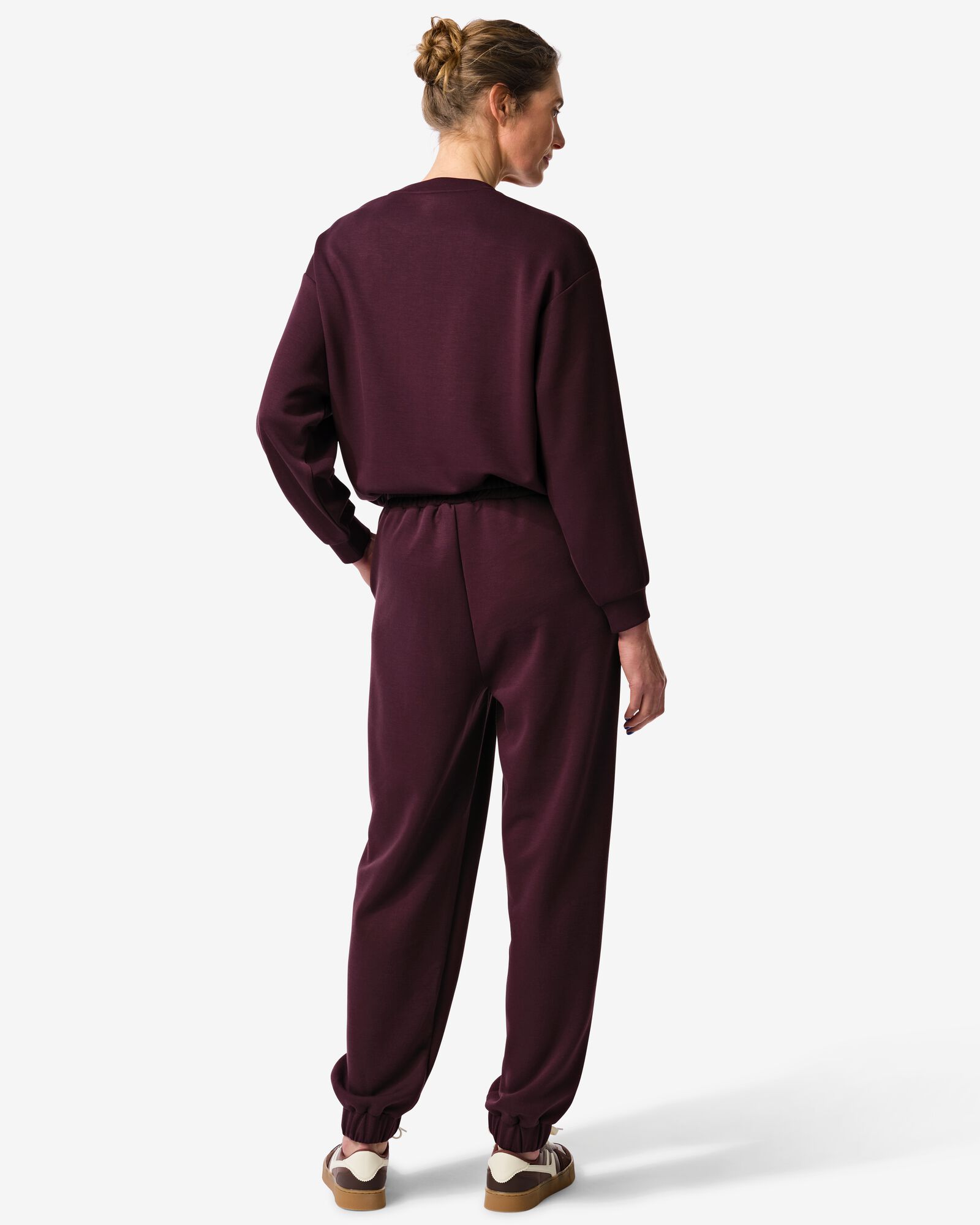 damesbroek lounge loose fit bordeauxrood bordeauxrood - 36000452BURGUNDYRED - HEMA