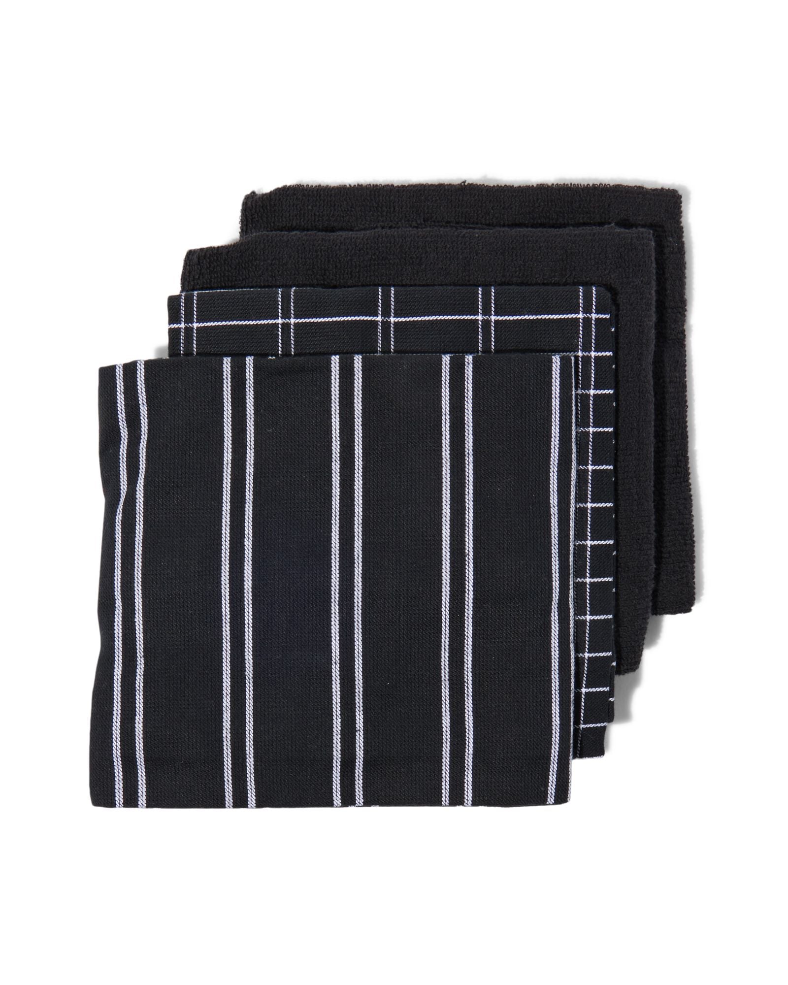 thee- en keukendoeken zwart - 4 stuks - 5440265 - HEMA