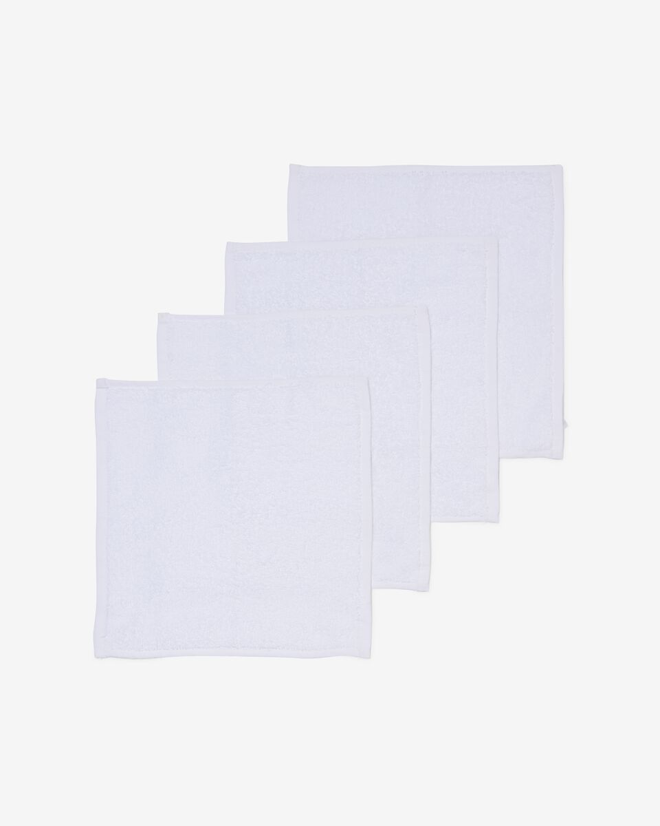 4 serviettes pour le visage 30x30 blanches - - qualité épaisse - 5200235 - HEMA