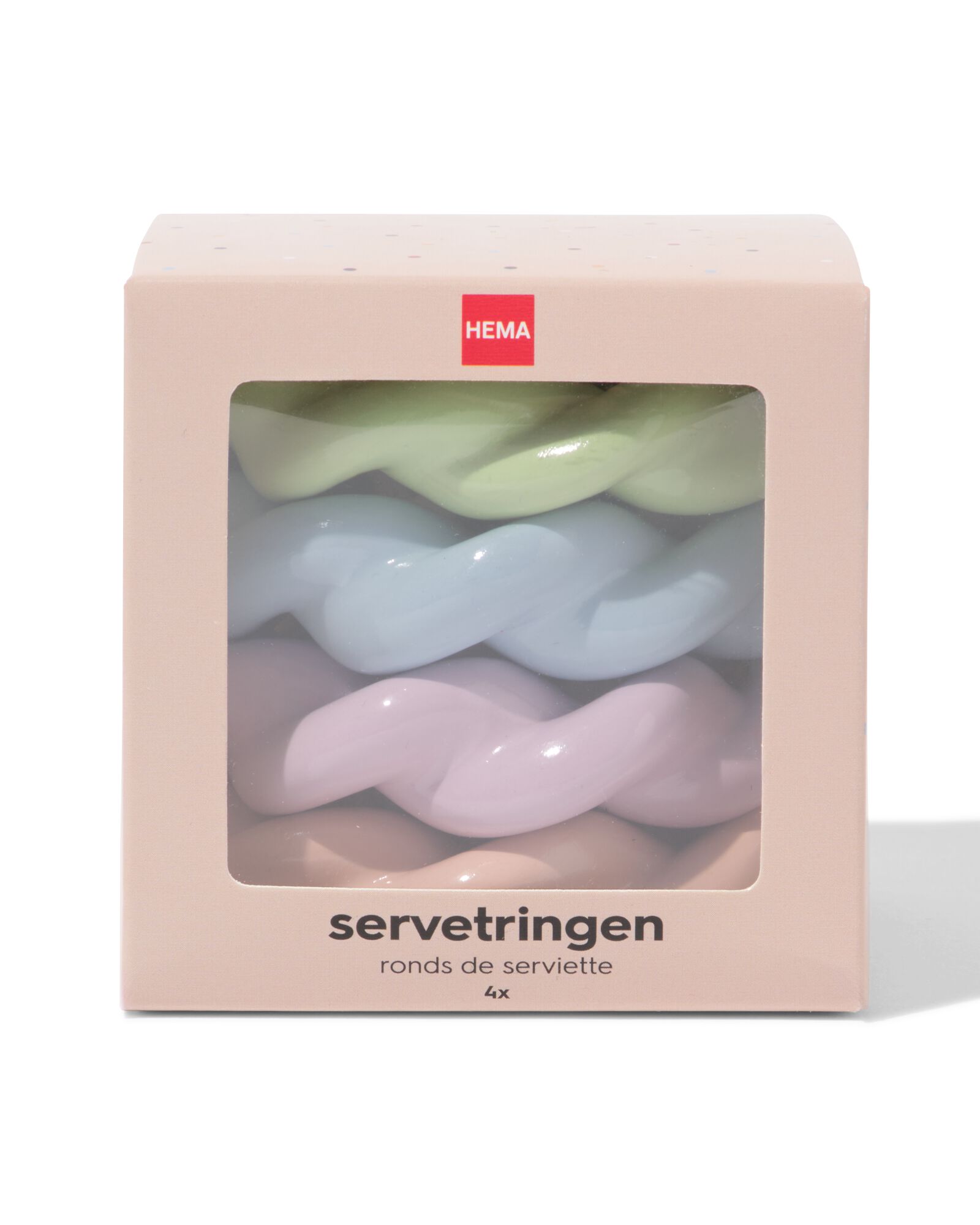 servetringen ⌀7cm twist pastel - 4 stuks - 41840253 - HEMA