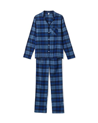 herenpyjama flanel ruiten blauw blauw - 23634430BLUE - HEMA