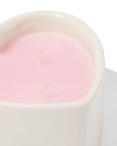 kaars drie lonten 13x10cm keramiek hartvorm roze - 61100258 - HEMA