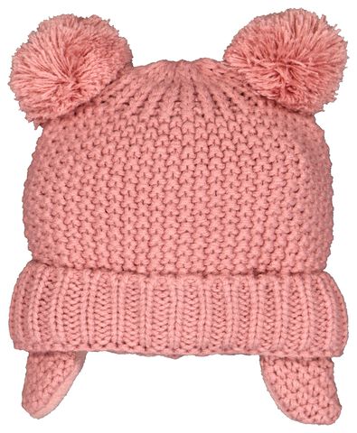Baby-Strickmütze mit Ohrwärmern rosa 9-24 m - 33217143 - HEMA