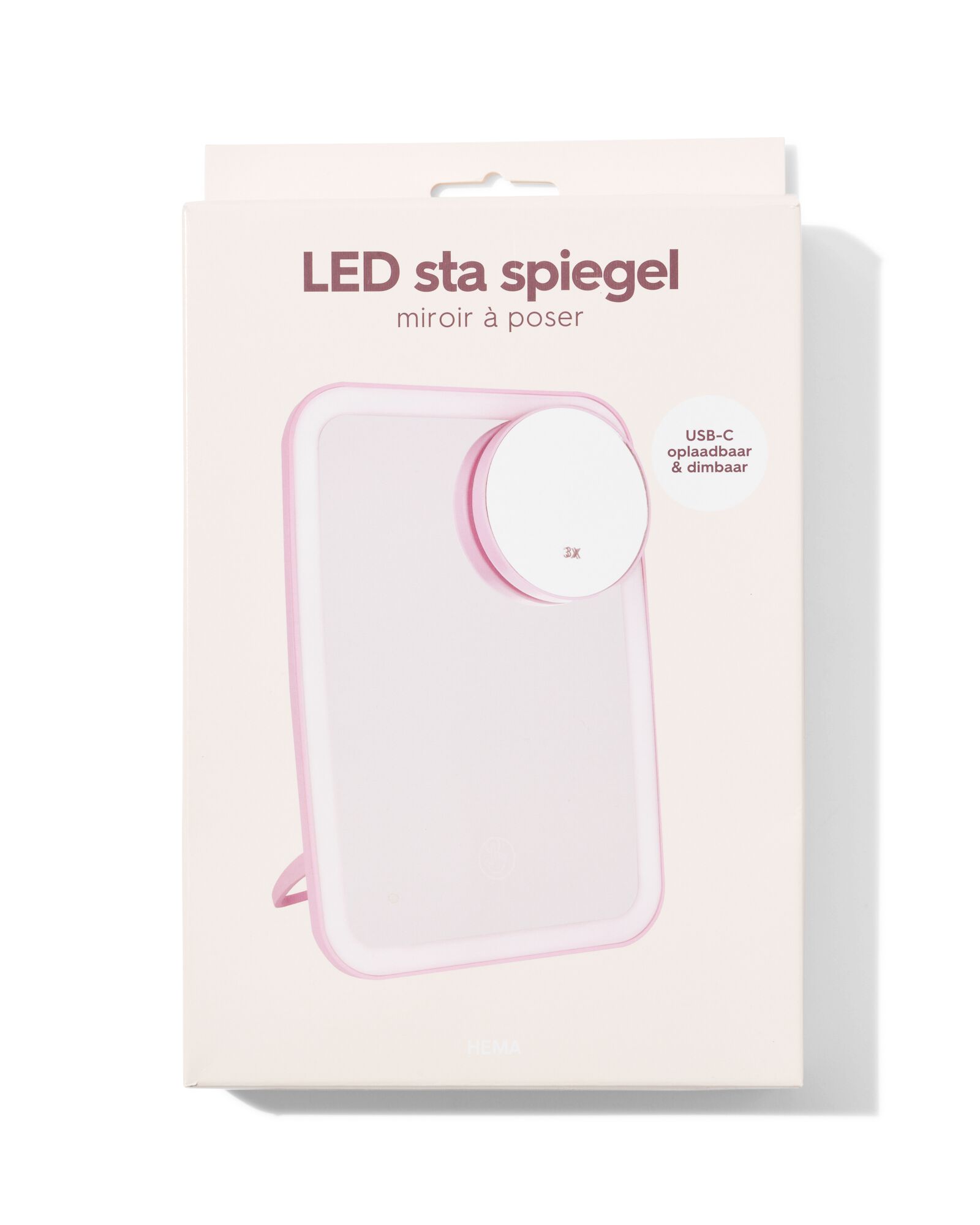 miroir de voyage led 21,9x15,9x2,5cm lilas - 11821066 - HEMA