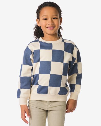 kindertrui sweatstof blokken  ecru - 30712301ECRU - HEMA