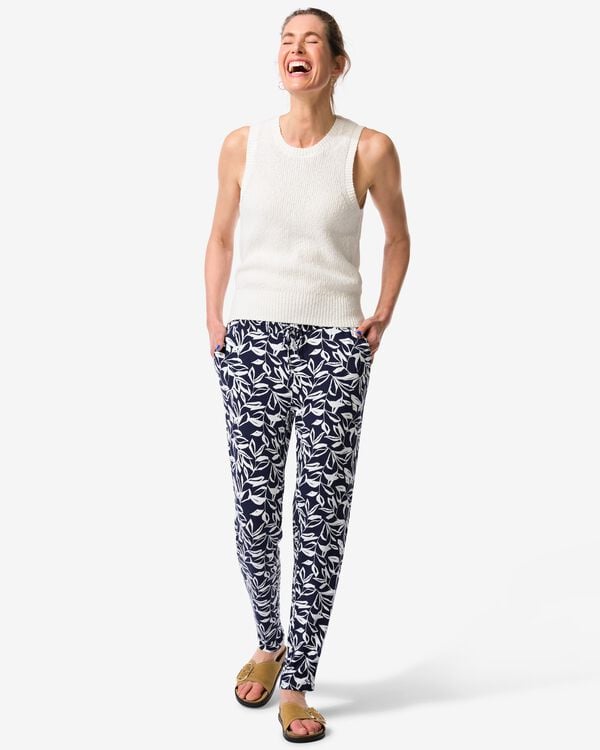 Damenhose Mila, regul&auml;re Passform, Bl&auml;tter dunkelblau dunkelblau - 36202870DARKBLUE - HEMA