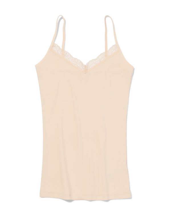 d&eacute;bardeur femme coton c&ocirc;tel&eacute; bretelles spaghetti avec dentelle naturel naturel - 19603091NATURAL - HEMA