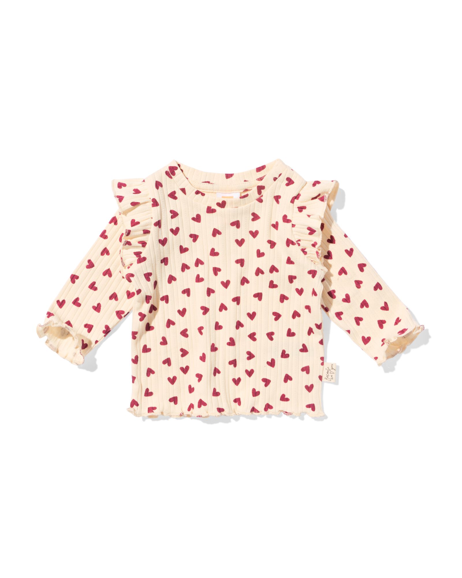 t-shirt nouveau-n&eacute; c&ocirc;tel&eacute; petits c&oelig;urs &eacute;cru &eacute;cru - 33446120ECRU - HEMA
