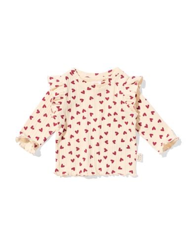 t-shirt nouveau-n&eacute; c&ocirc;tel&eacute; petits c&oelig;urs &eacute;cru &eacute;cru - 33446120ECRU - HEMA