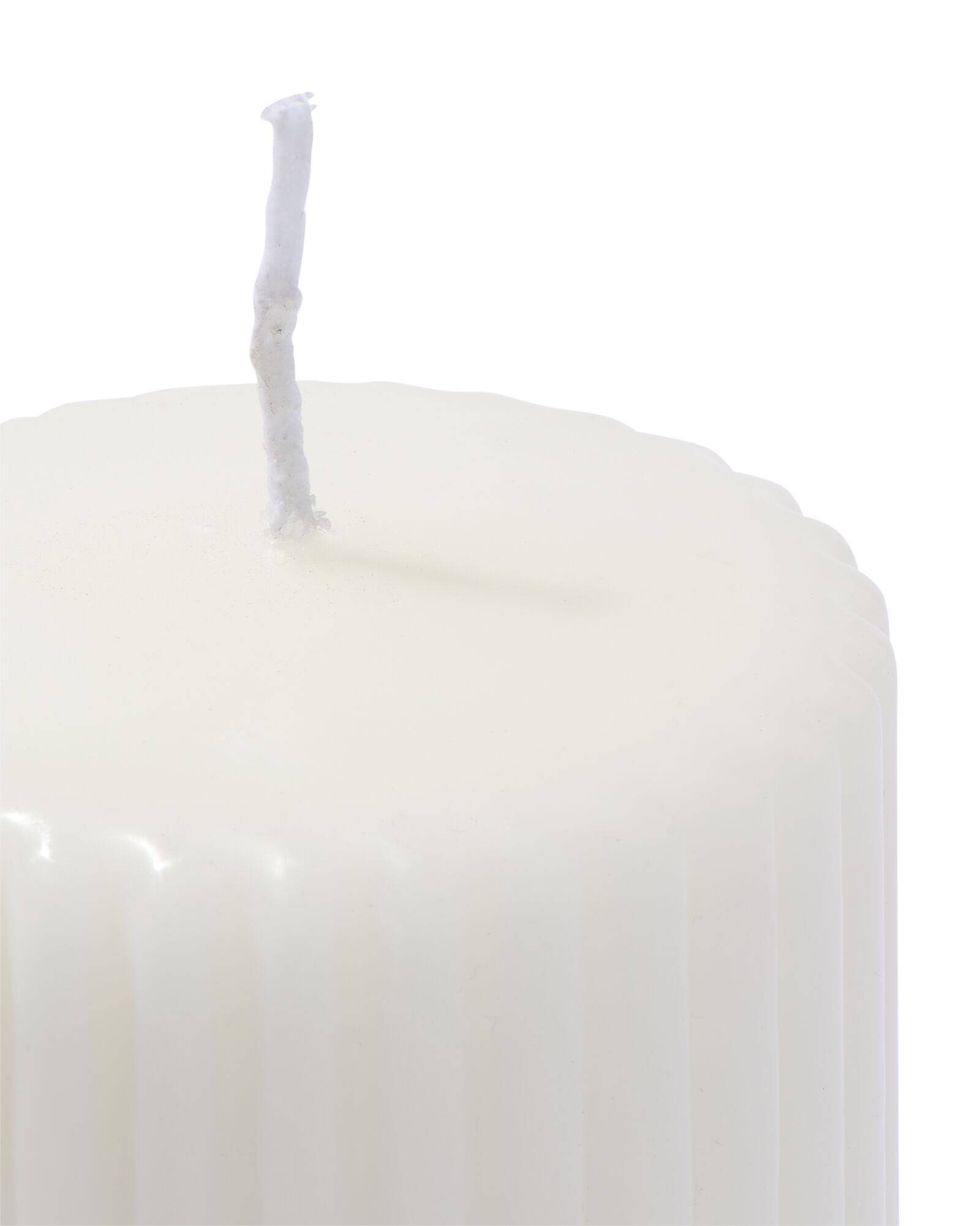 bougie pilier ⌀7 x 13 cm nervur&eacute;e ivoire-vert clair - 13509072 - HEMA