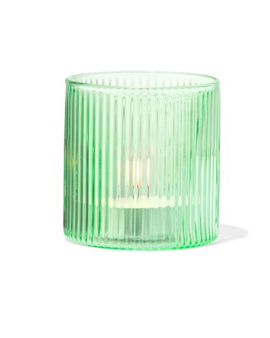 verre pour bougie parfum&eacute;e ⌀6,5x6,5cm nervur&eacute; vert - 13507535 - HEMA