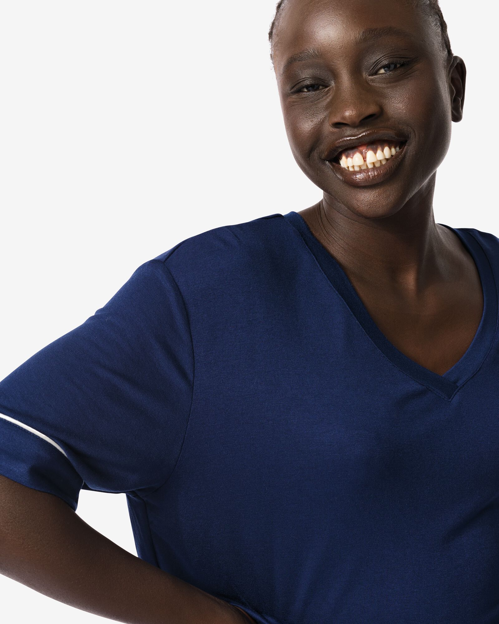 Damen Pyjamaoberteil Viskose dunkelblau dunkelblau - 23410467DARKBLUE - HEMA