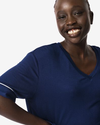 Damen Pyjamaoberteil Viskose dunkelblau dunkelblau - 23410467DARKBLUE - HEMA