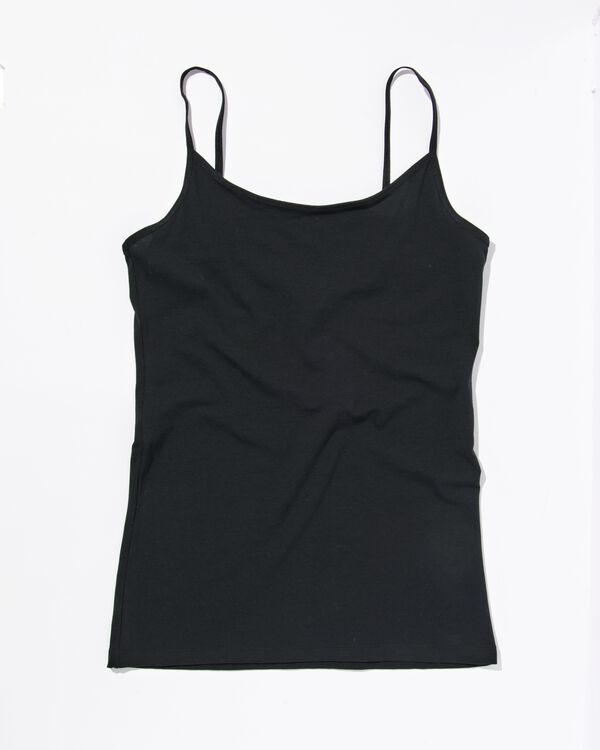 d&eacute;bardeur femme coton &agrave; bretelles spaghetti noir - 1000002181 - HEMA