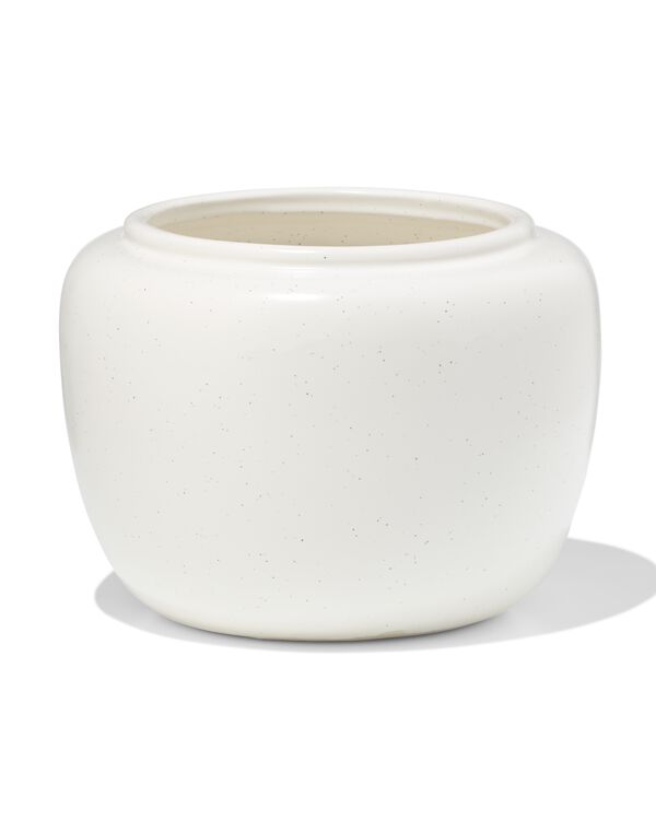 bloempot ⌀12.2x13.5cm keramiek spikkel cr&egrave;me - 13325015 - HEMA