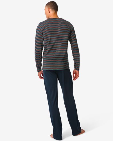 Herren-Pyjama mit Streifen, Baumwolle dunkelblau L - 23602643 - HEMA