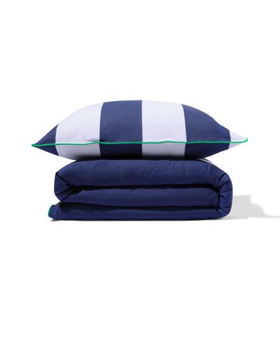 housse de couette enfant 140x200 coton rayures bleue - 5760143 - HEMA