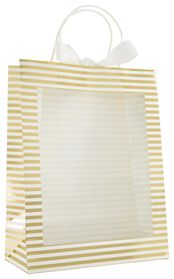 sac cadeau en papier avec fenêtre 31x24x11 rayures - 14700625 - HEMA