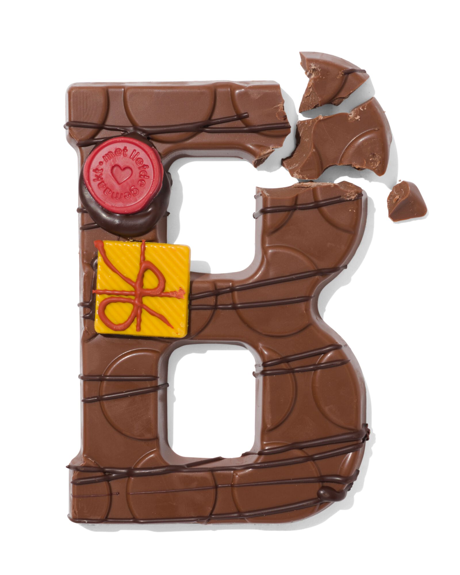 Lettre en chocolat d&eacute;cor&eacute;e &agrave; la main lait B 180g - 24427402 - HEMA