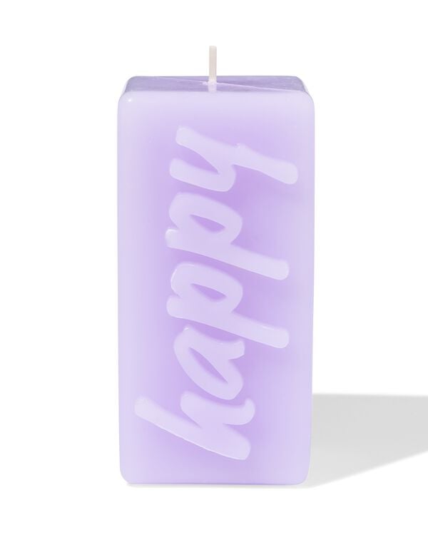 kaars 12.5cm 'happy' lila   - 61100292 - HEMA