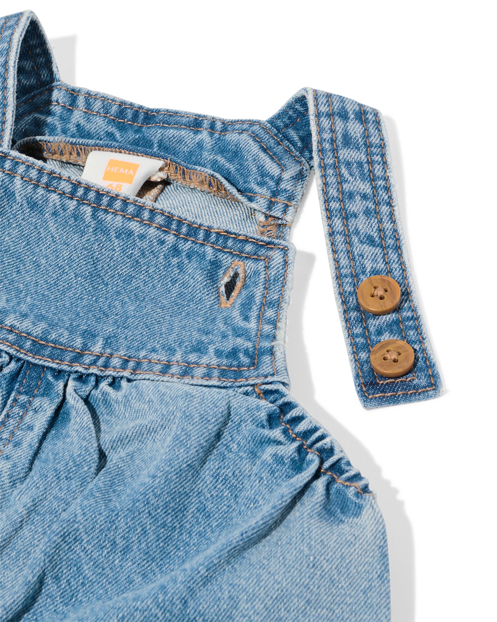 salopette bébé jean cœurs denim denim - 33042470DENIM - HEMA