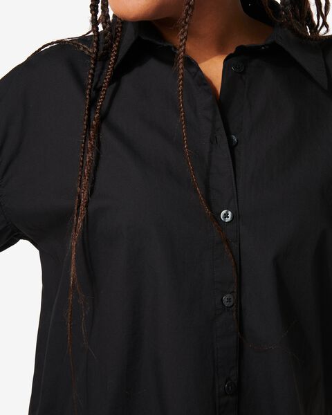 dames blouse poplin India zwart L - 36200583 - HEMA