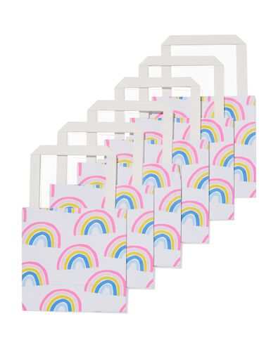 6er-Pack Geschenktaschen, Papier, 13 x 13 x 7 cm, Regenbogen - 14740062 - HEMA