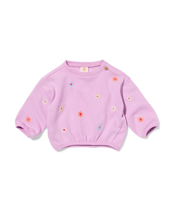 pull b&eacute;b&eacute; jersey broderie fleurs violet violet - 33071070PURPLE - HEMA