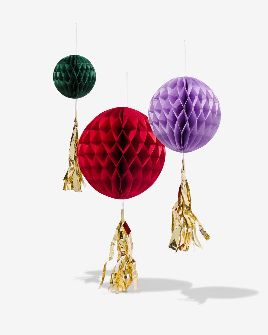 3 décorations en papier alvéolé - ballon - 14230201 - HEMA