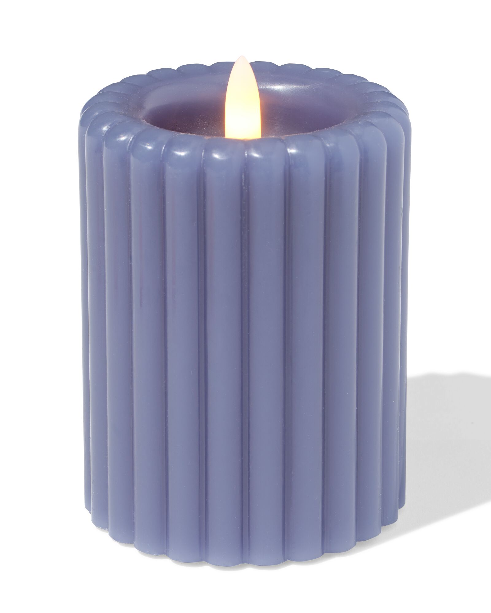 bougie led ⌀7,5x10cm bleue nervur&eacute;e - 13550129 - HEMA