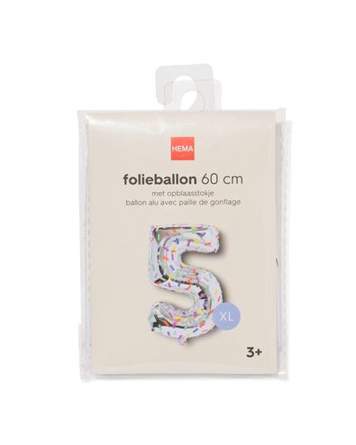 folieballon cijfer 5 60cm confetti - 14260062 - HEMA