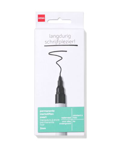 permanent merkstiften zwart - 4 stuks - 14400622 - HEMA