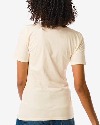 Damen-T-Shirt, Rundhalsausschnitt, Kurzarm eierschalenfarben S - 36350791 - HEMA