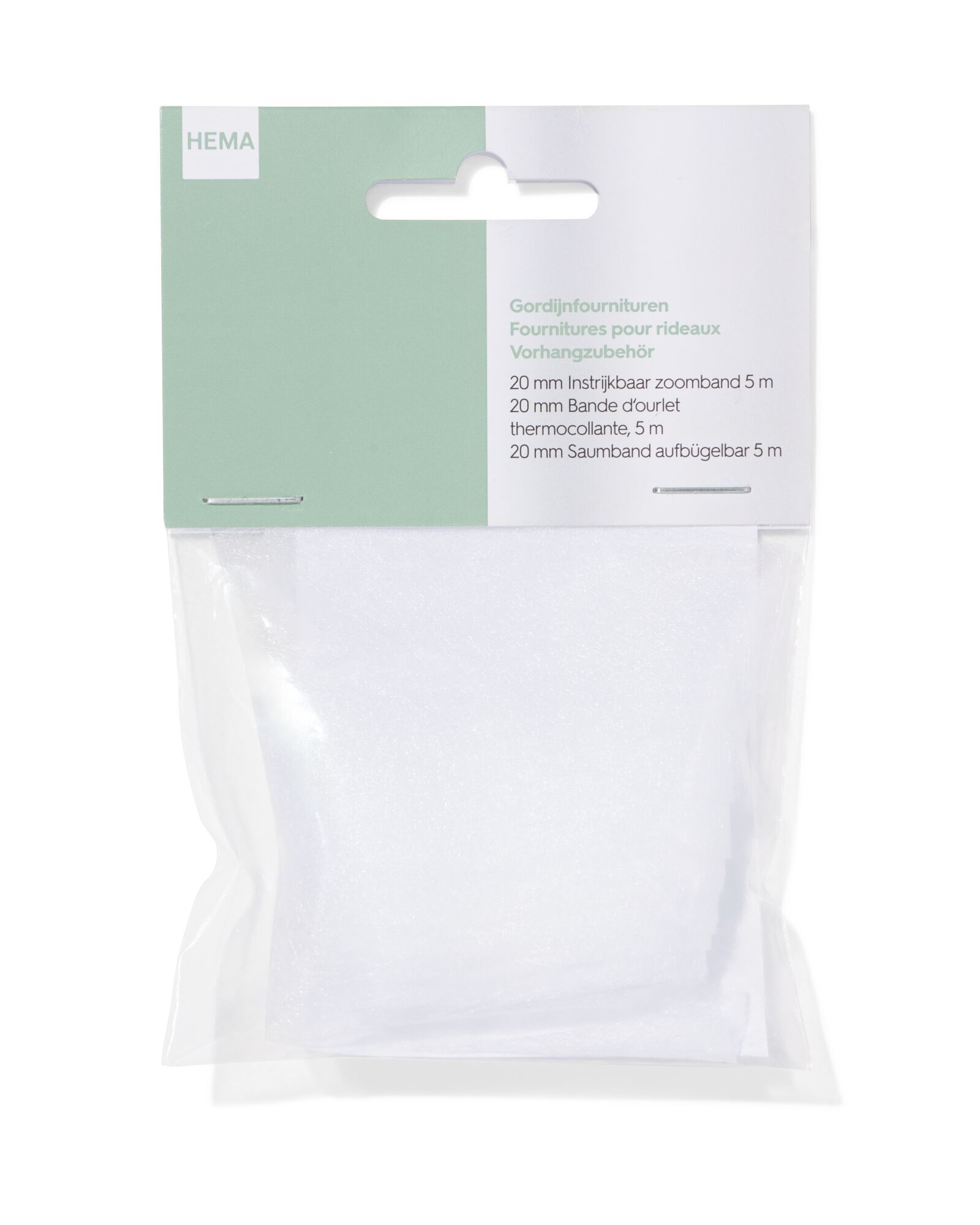 instrijkbaar gordijnband 20mm 5m wit - 7578037 - HEMA