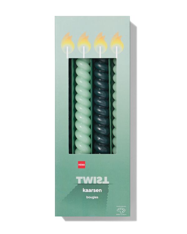 bougies torsad&eacute;es vertes 4 pi&egrave;ces  - 13506094 - HEMA