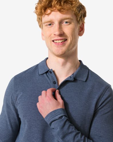 Herren-Poloshirt, Piqu&eacute; mittelblau - 2140290MIDBLUE - HEMA