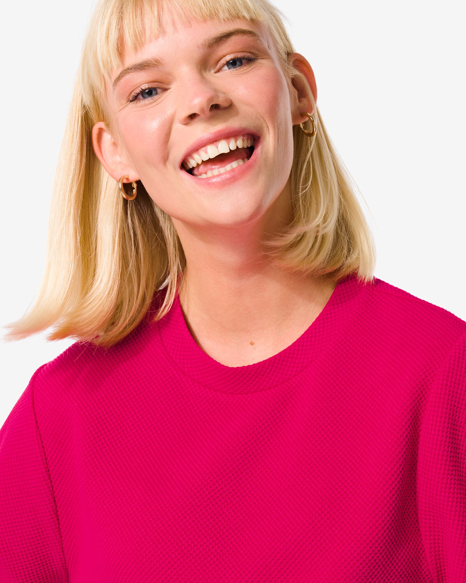 t-shirt femme Kacey avec relief rose M - 36298057 - HEMA