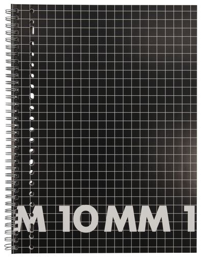 3 cahiers à spirale noirs format A4 - à carreaux 10mm - 14102928 - HEMA