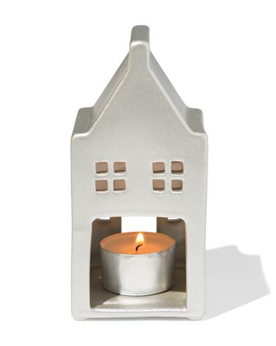 photophore 7x14,3x7 cm céramique maison argenté - 25100324 - HEMA