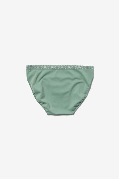 slip femme sans coutures avec dentelle vert S - 19658756 - HEMA