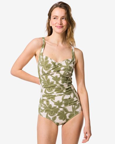 damesbadpak Riva shaping fit bloemen groen groen - 22360690GREEN - HEMA