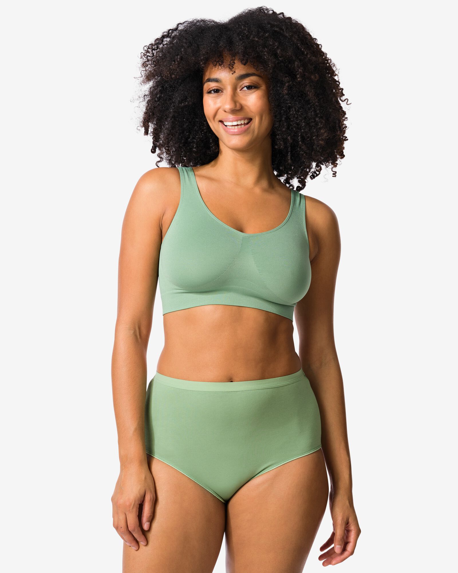 culottes taille haute femme en coton - lot de 2 vert vert - 19602134GREEN - HEMA